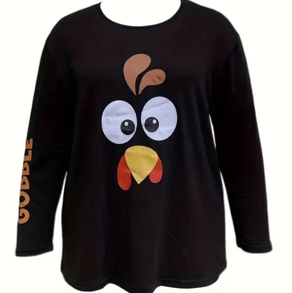 Womens Plus Size Turkey & Gobble Long-Sleeve T-shirt - Picture 1 of 3